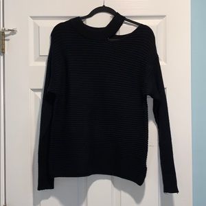 Long Sleeve Shoulder Cutout Knit Top